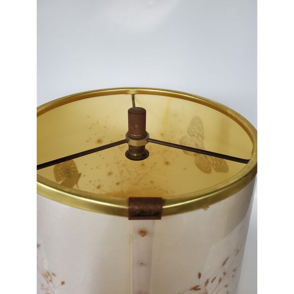 Vintage Van Briggle Blue Lamp with Wildflowers Butterflies Lampshade w/ Stamp - Picture 9 of 16